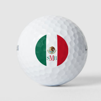 Mexican flag with custom monogram golf balls