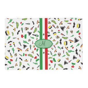 Mexican flag with icons of Mexico Placemat