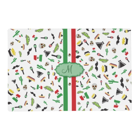 Mexican Flag With Icons Of Mexico Placemat