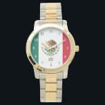 Mexican flag wrist watch for men and women<br><div class="desc">Mexican flag wrist watches for men and women. Stylish watches with flag of Mexico. Personalizable with custom monogram.</div>