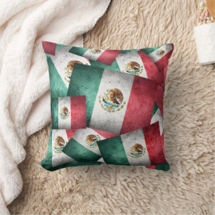Mexican Flags Pattern Throw Pillow