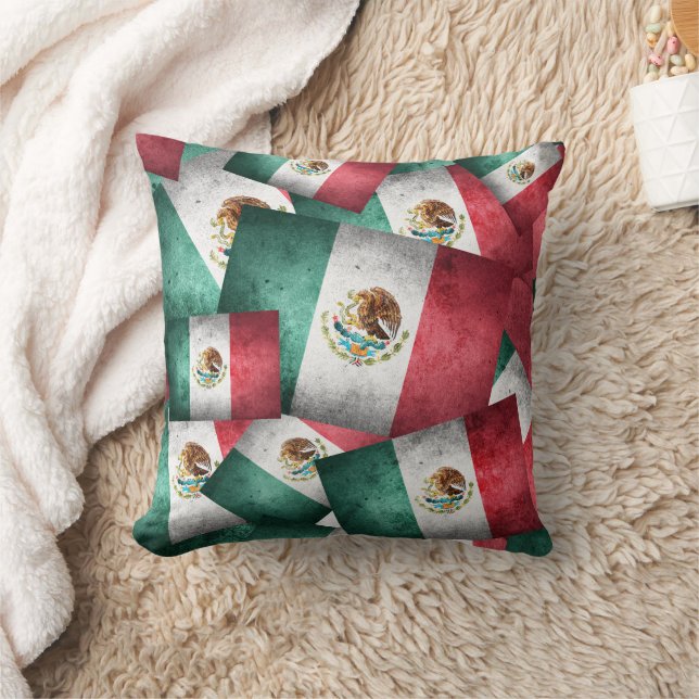 Mexican Flags Pattern Throw Pillow (Blanket)