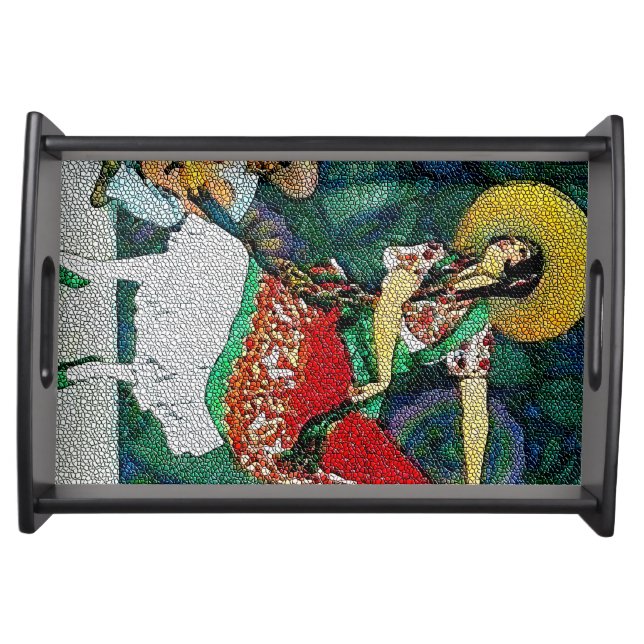 Mexican Flamenco  Tile Mural Style Serving Tray (Front)