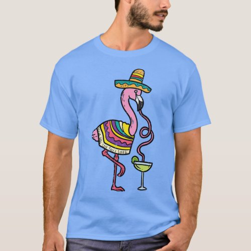 Mexican Flamingo Serape Funny Cinco De Mayo Fiesta T_Shirt