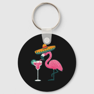 Mexican Flamingo Sombrero Cinco De Mayo Fiesta Wom Keychain