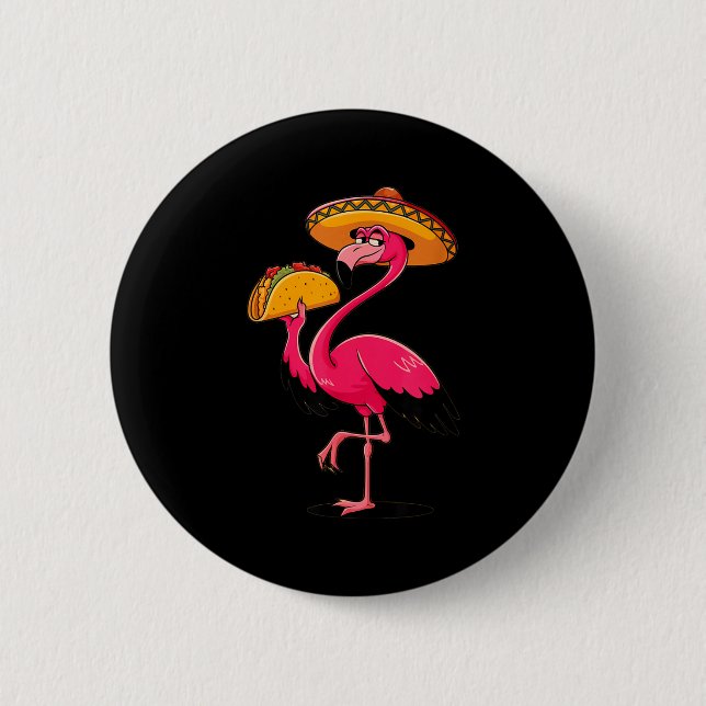 Mexican flamingo tacos cute cinco de mayo fiesta button (Front)
