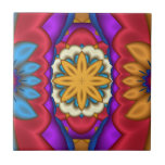 Mexican Floral Abstract Tile<br><div class="desc">Tile with original fractal flowers in trendy Mexican colors.</div>