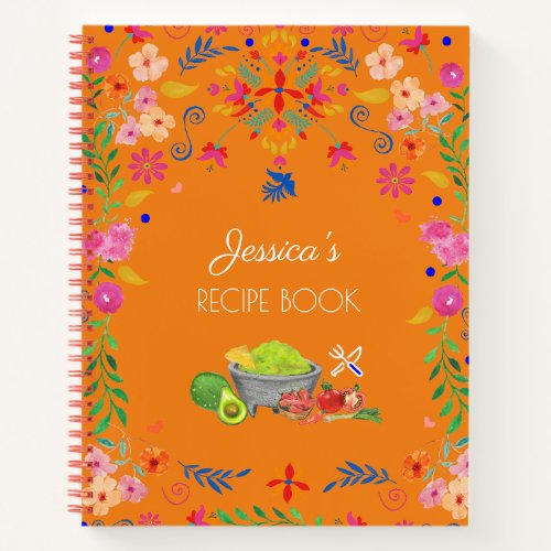 Mexican floral art Name Recipe Book kitchen gift 