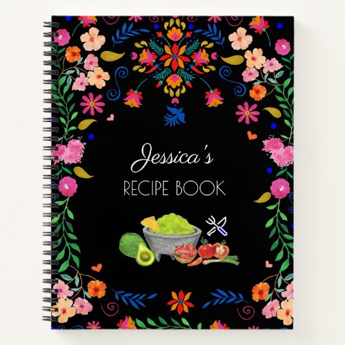 Mexican floral art Name Recipe Book kitchen gift 