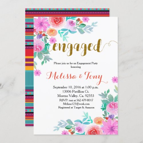 Mexican Floral Blanket engagement party Invitation