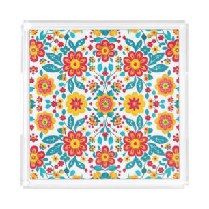 Mexican Floral Boho Acrylic Tray