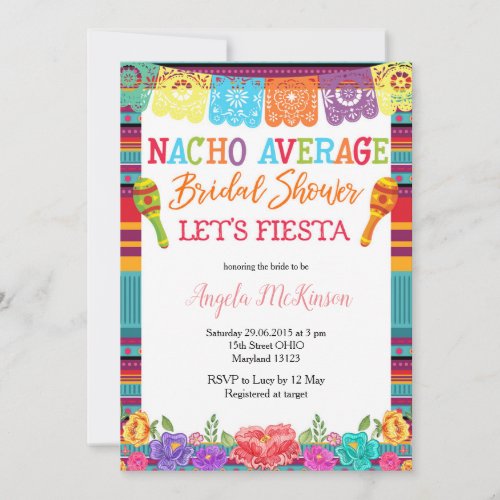 Mexican Floral Cactus Nacho Average Bridal Shower Invitation