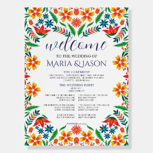 Mexican Floral Colorful Botanical Wedding Program Foam Board