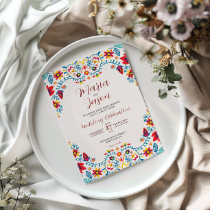 Mexican Floral Colorful Elegant Boda Wedding Invitation