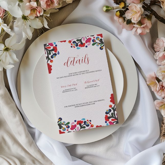 Mexican Floral Colorful Wedding Details Card (Mexican Floral Colorful Wedding Details Card)