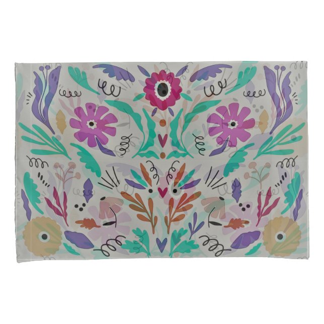 Mexican Floral Design  Pillow Case (Front-Right)