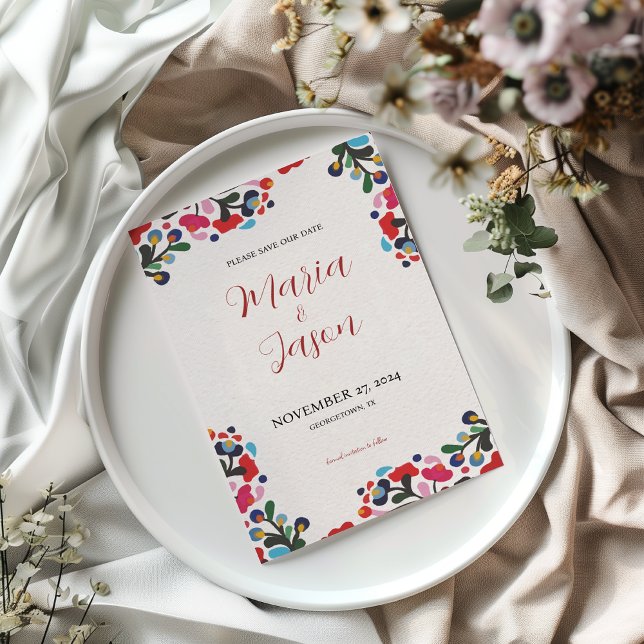 Mexican Floral Elegant Colorful Fiesta Wedding Save The Date (Mexican Floral Elegant Colorful Fiesta Wedding Save The Date)