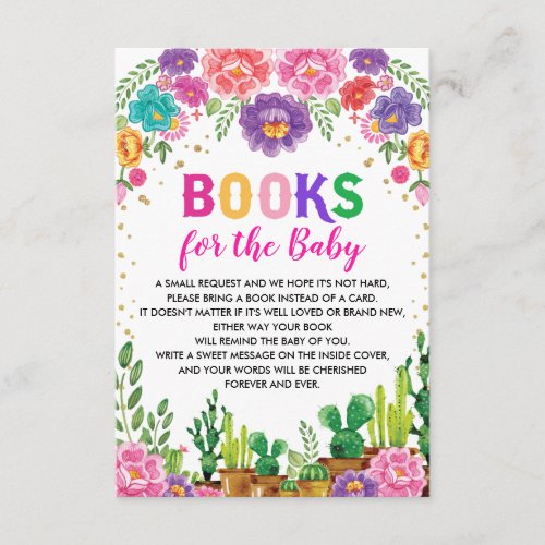 Mexican Floral Fiesta Baby Shower Bring a Book Enclosure Card