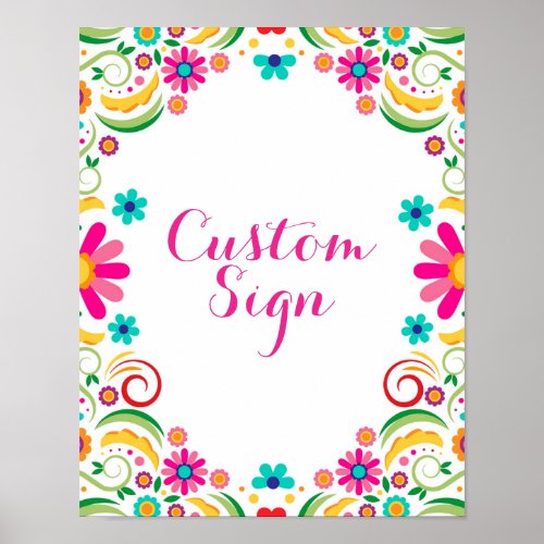 Mexican Floral Fiesta Baby Shower Custom Sign
