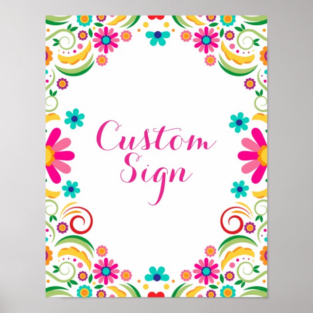 Mexican Floral Fiesta Baby Shower Custom Sign (Front)