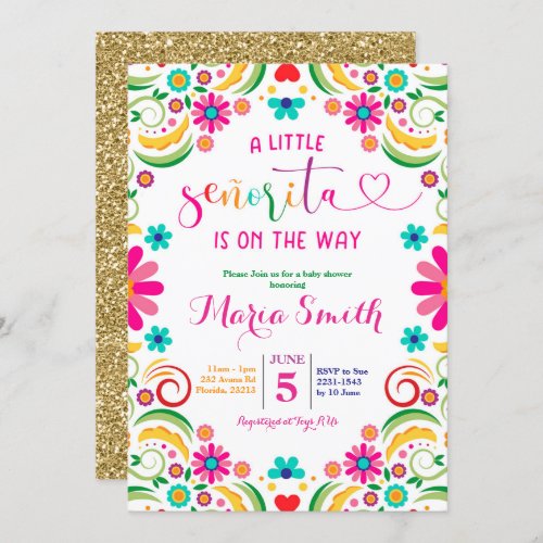 Mexican Floral Fiesta Baby Shower Invitation