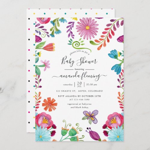 Mexican Floral Fiesta Baby Shower Invitation