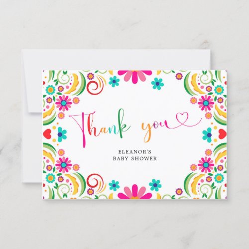 Mexican Floral Fiesta Baby Shower Thank You Card