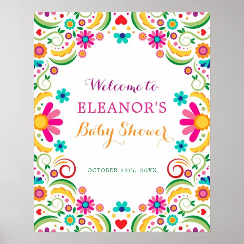 Mexican Floral Fiesta Baby Shower Welcome Sign