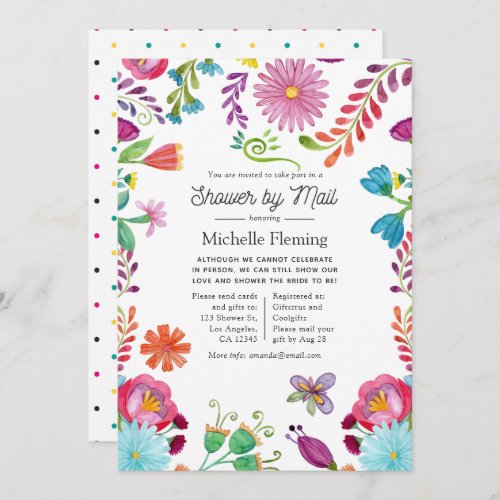 Mexican Floral Fiesta Bridal Shower by Mail Invitation