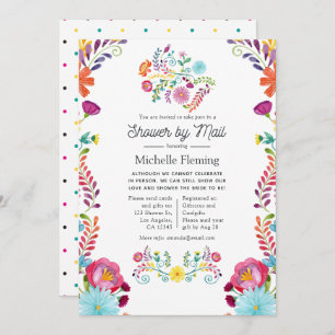 Mexican Floral Fiesta Bridal Shower by Mail Invitation
