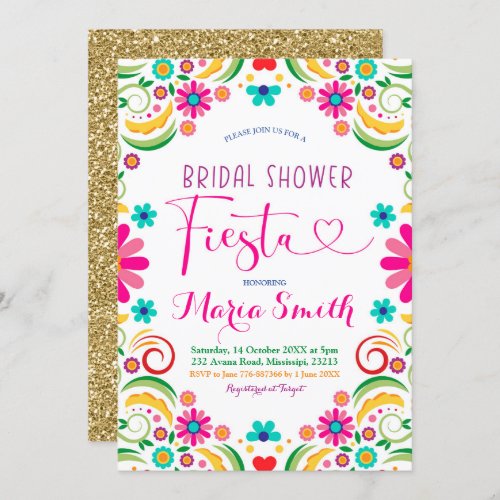 Mexican Floral Fiesta Bridal Shower Invitation