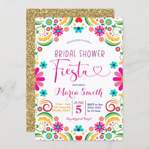 Mexican Floral Fiesta Bridal Shower Invitation