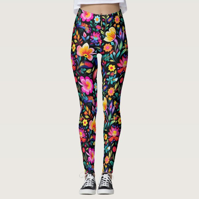 Mexican Floral Fiesta Leggings (Front)
