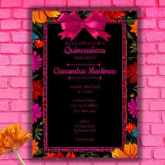 Mexican Floral Fiesta Quinceanera Invitation
