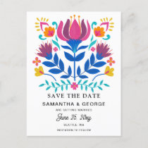 Mexican Floral Fiesta Save The Date Announcement Postcard