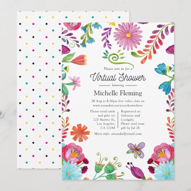Mexican Floral Fiesta Virtual Baby Shower Invitation (Front/Back)