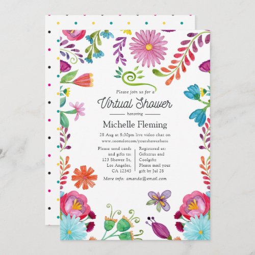 Mexican Floral Fiesta Virtual Baby Shower Invitation