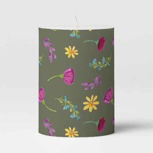 Mexican Floral Fiesta Wedding Pillar Candle