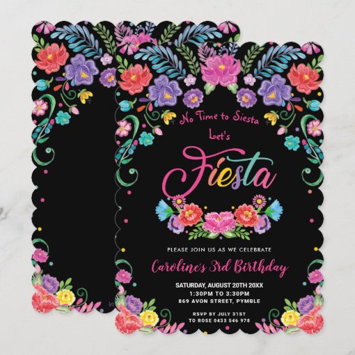 Mexican Floral Flowers Fiesta Birthday Party Invitation | Zazzle