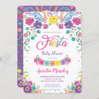 Mexican Floral Flowers Fiesta Girl Baby Shower  Invitation