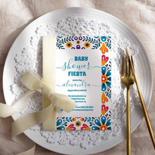Mexican Floral Flowers Fiesta Girl Baby Shower Invitation