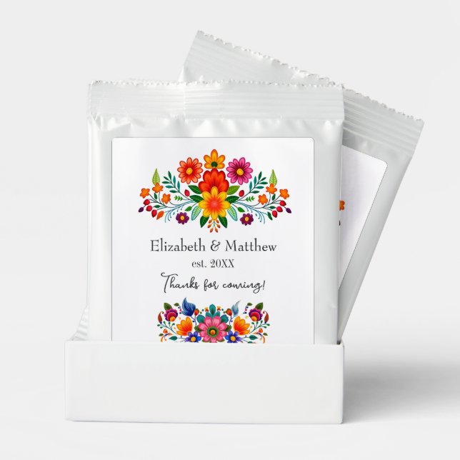 Mexican Floral Folk Art Wedding Favor Margarita Drink Mix (Pair)