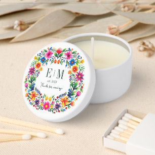 Mexican Floral Folk Art Wedding Mini Candle Favors