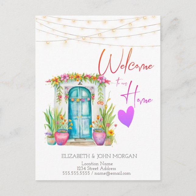 Mexican Floral House Door Announcement Postcard (Front)