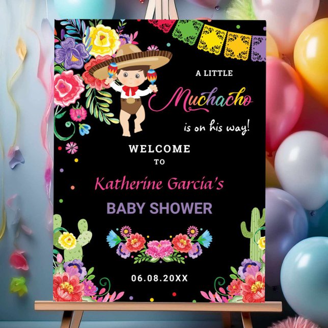 Mexican Floral Little Muchacho Boy Baby Shower Foam Board (Creator Uploaded)