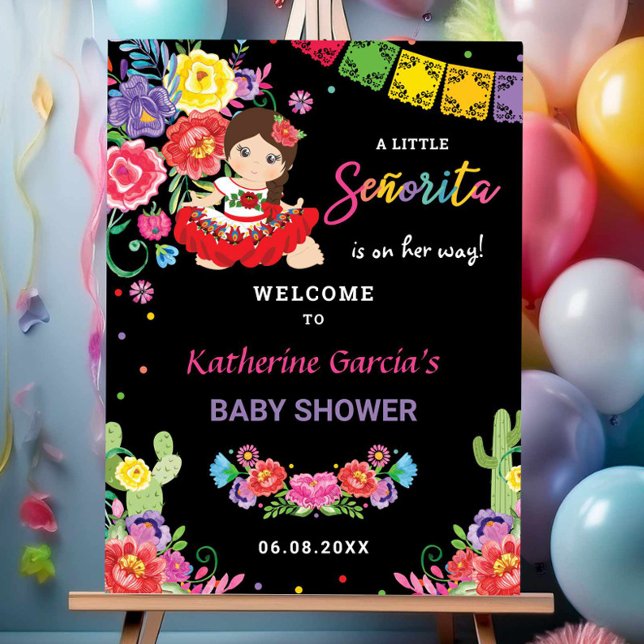 Mexican Floral Little Senorita Girl Baby Shower Foam Board (Creator Uploaded)