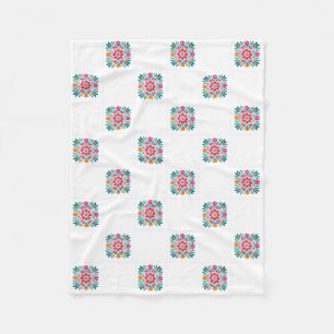 Mexican Floral Patchwork Fleece Blanket