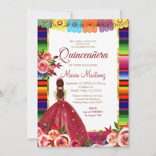 Mexican Floral Quinceaera Invitation