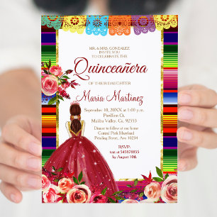 Mexican Floral Quinceañera Invitation