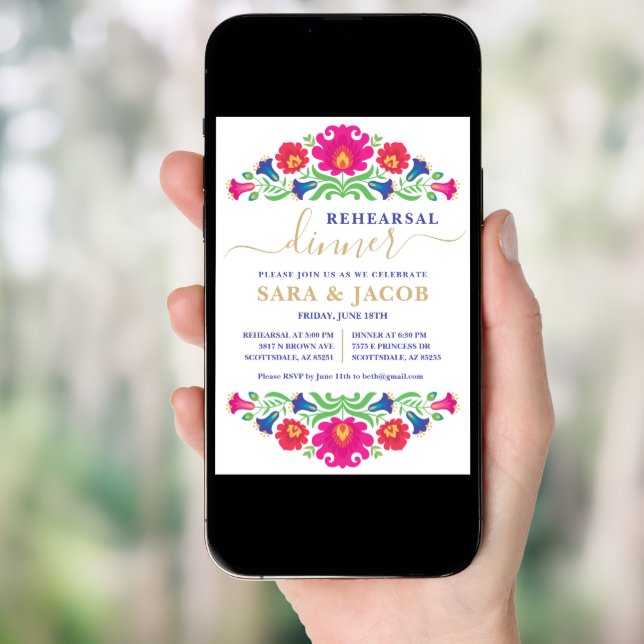 Mexican Floral Rehearsal Dinner Invitation (Front Digital)